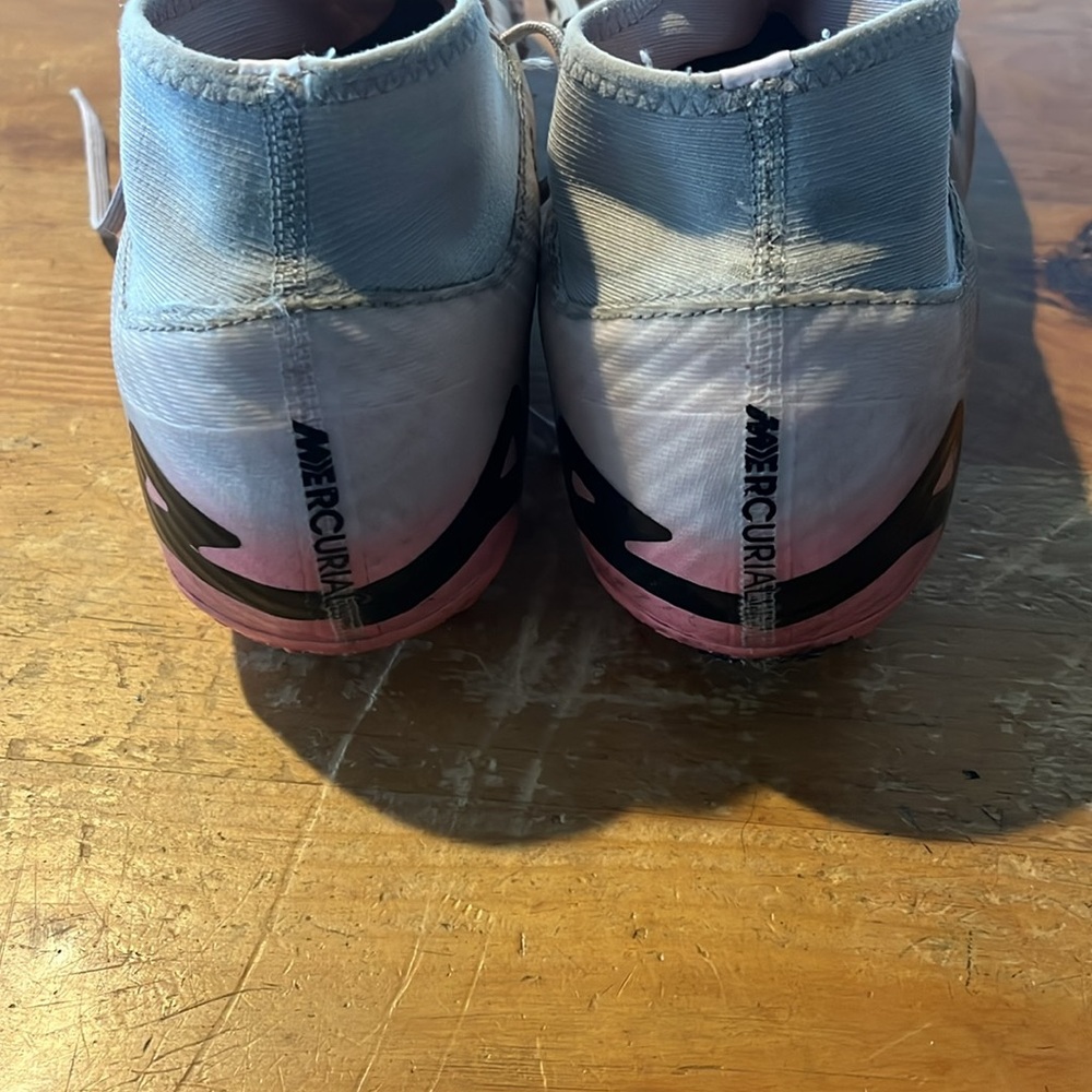 Nike White and Pink High-Top Cleats - Picture 3 of 4